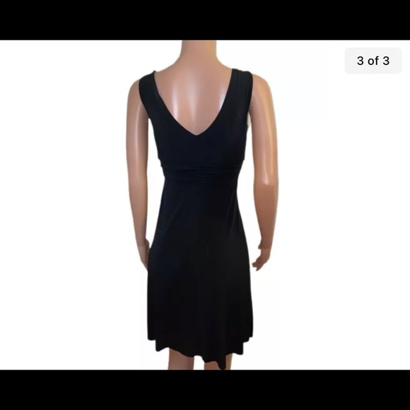 black o-ring v-neck a-line dress Mini Glam Party 4 - Picture 4 of 4
